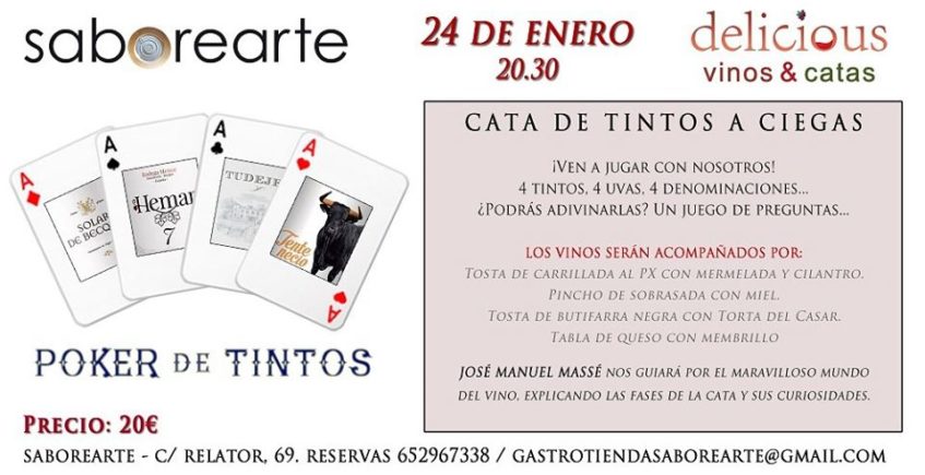 Cata a ciegas 'Poker de tintos'. 24 de enero. Sevilla.
